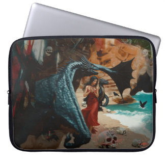 抽象芸術ドラゴンスカルオカルトダークウィッチーAIアート ラップトップスリーブ