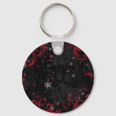 抽象芸術ドラマチックなブラックのクリスマススワールパターン キーホルダー (正面)