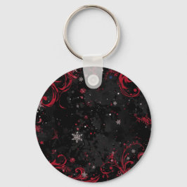 抽象芸術ドラマチックなブラックのクリスマススワールパターン キーホルダー