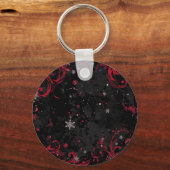 抽象芸術ドラマチックなブラックのクリスマススワールパターン キーホルダー (正面)