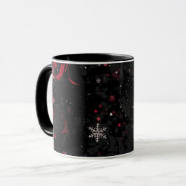 抽象芸術ドラマチックなブラックのクリスマススワールパターン マグカップ