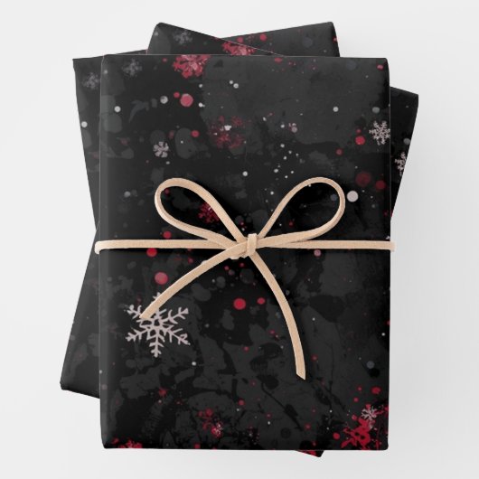 抽象芸術ドラマチックなブラックのクリスマススワールパターン ラッピングペーパーシート (インサイチュ)