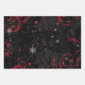 抽象芸術ドラマチックなブラックのクリスマススワールパターン ラッピングペーパーシート (正面)