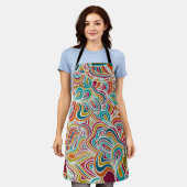 抽象芸術ドリング模様 エプロン (着用した状態)