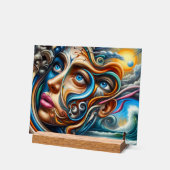 抽象芸術ドリームスケープ海セレニティ&コミック疑問に思 アクリルサイン (傾斜)