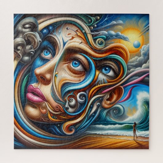 抽象芸術ドリームスケープ海セレニティ&コミック疑問に思 ジグソーパズル (縦)