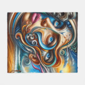 抽象芸術ドリームスケープ海セレニティ&コミック疑問に思 フリースブランケット (正面(横))