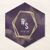 抽象芸術ドリームパープルフェイク金ゴールドスプラッシュ結婚ズ ペーパーコースター (正面)