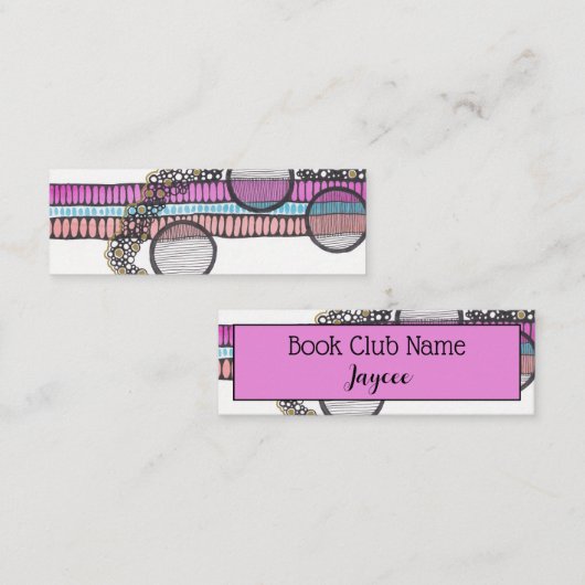 抽象芸術ドードルウォーター色ピンク,ブッククラブ コーリングカード (正面/裏面)