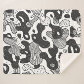 抽象芸術ドードルカモフラージブラックスタイル シェルパブランケット (正面(横))