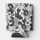 抽象芸術ドードルカモフラージブラックスタイル 缶クーラー (裏面)
