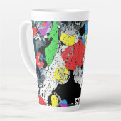 抽象芸術ドールアートブルーホワイトブラック カフェラテマグ (左アングル)