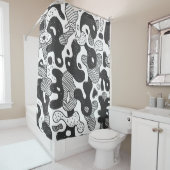 抽象芸術ドールスタイル迷彩服、黒 シャワーカーテン (インサイチュ)