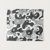 抽象芸術ドールスタイル迷彩服、黒 タペストリー (正面(横))