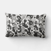 抽象芸術ドールスタイル迷彩服、黒 ランバークッション (裏面)