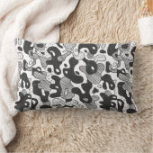 抽象芸術ドールスタイル迷彩服、黒 ランバークッション (ブランケット)