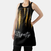 抽象芸術ナイトライト海の光沢のある金ゴールドブラックパーティー エプロン (インサイチュ)