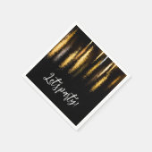 抽象芸術ナイトライト海の光沢のある金ゴールドブラックパーティー スタンダードカクテルナプキン (角)