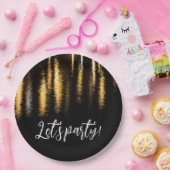 抽象芸術ナイトライト海の光沢のある金ゴールドブラックパーティー ペーパープレート (パーティー)