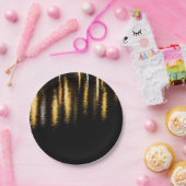 抽象芸術ナイトライト海の光沢のある金ゴールドブラック ペーパープレート (パーティー)