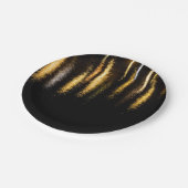 抽象芸術ナイトライト海の光沢のある金ゴールドブラック ペーパープレート (アングル)