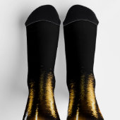 抽象芸術ナイトライト海の光沢のある金ゴールド反射 ソックス (上部)