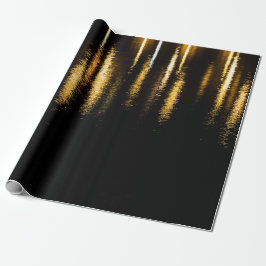抽象芸術ナイトライト海の光沢のある金ゴールド反射 ラッピングペーパー