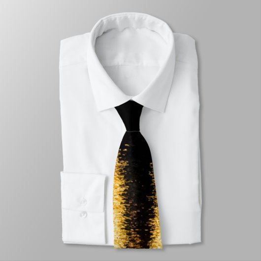 抽象芸術ナイトライト海の光沢のある金ゴールド黒2つの側面 ネクタイ (タイ)