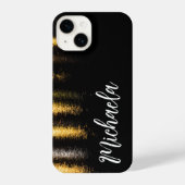 抽象芸術ナイトライト海シャイニー金ゴールド黒名 iPhoneケース (裏面)