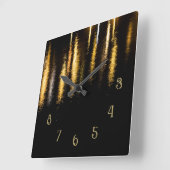 抽象芸術ナイトライト海光沢のある金ゴールドブラックw番号 スクエア壁時計 (傾斜)