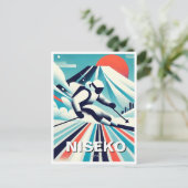 抽象芸術ニセコジャパン北海道スキーヤースキー ポストカード (スタンド正面)