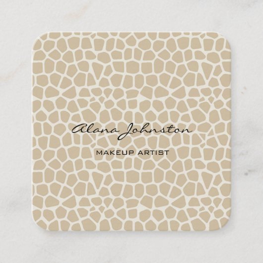 抽象芸術ニュートラルアニマルプリントメイクアップアーティスト スクエア名刺 (正面)