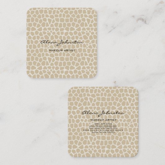 抽象芸術ニュートラルアニマルプリントメイクアップアーティスト スクエア名刺 (正面/裏面)