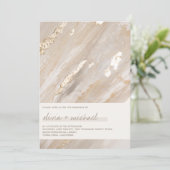 抽象芸術ニュートラルブラシストローク金ゴールドスクリモダンプト 招待状 (スタンド正面)