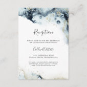 抽象芸術ネイビーウォーターカラーウェディングレセプション エンクロージャーカード (正面)