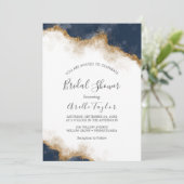 抽象芸術ネイビーウォーターカラーブライダルシャワー招待 招待状 (スタンド正面)