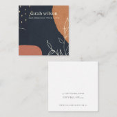 抽象芸術ネイビーオレンジリービネックレスバンドテンプレート スクエア名刺 (正面/裏面)