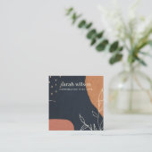 抽象芸術ネイビーオレンジリービネックレスバンドテンプレート スクエア名刺 (スタンド正面)