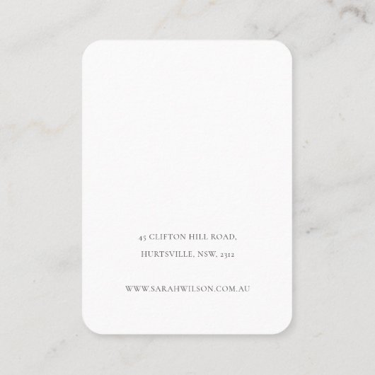 抽象芸術ネイビーオレンジリーフネックレスイヤリングディスプレイ 名刺 (裏面)