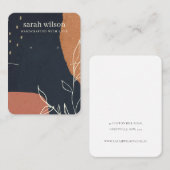 抽象芸術ネイビーオレンジリーフネックレスイヤリングディスプレイ 名刺 (正面/裏面)