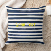 抽象芸術ネイビーストライプズのシームレスなパターン クッション (ブランケット)