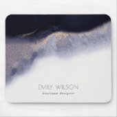 抽象芸術ネイビーブラックゴールドフォイル水彩洗剤 マウスパッド (正面)