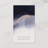 抽象芸術ネイビーブラックゴールドフォイル水彩洗剤 名刺 (正面)