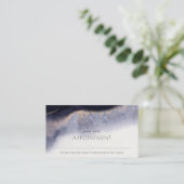 抽象芸術ネイビーブラック金ゴールド水彩アポイントメント 名刺 (スタンド正面)