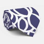 抽象芸術ネイビーブルーとホワイトラインパターン ネクタイ (ロール)