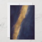 抽象芸術ネイビーブルーと金ゴールドモダン保存日 招待状 (裏面)