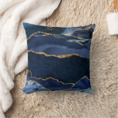 抽象芸術ネイビーブルーアガテウォーター色 クッション (ブランケット)