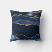 抽象芸術ネイビーブルーアガテウォーター色 クッション (裏面)