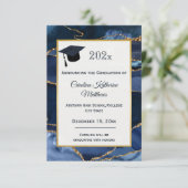 抽象芸術ネイビーブルーアガテ水彩卒業 案内状 (スタンド正面)