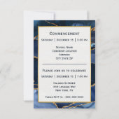 抽象芸術ネイビーブルーアガテ水彩卒業 案内状 (裏面)